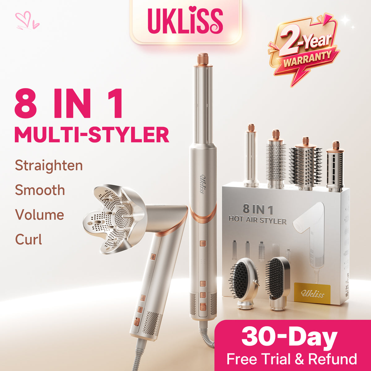 Ukliss 8 in 1 Multi-Styler — Champagne Gold
