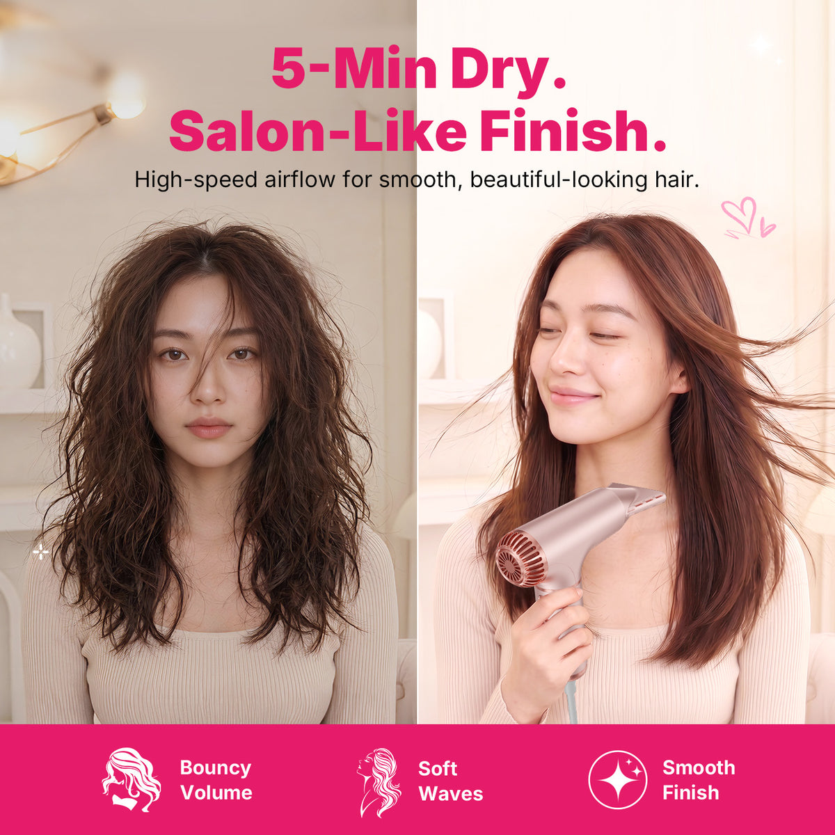 Ukliss Mini Hair Dryer — Pink