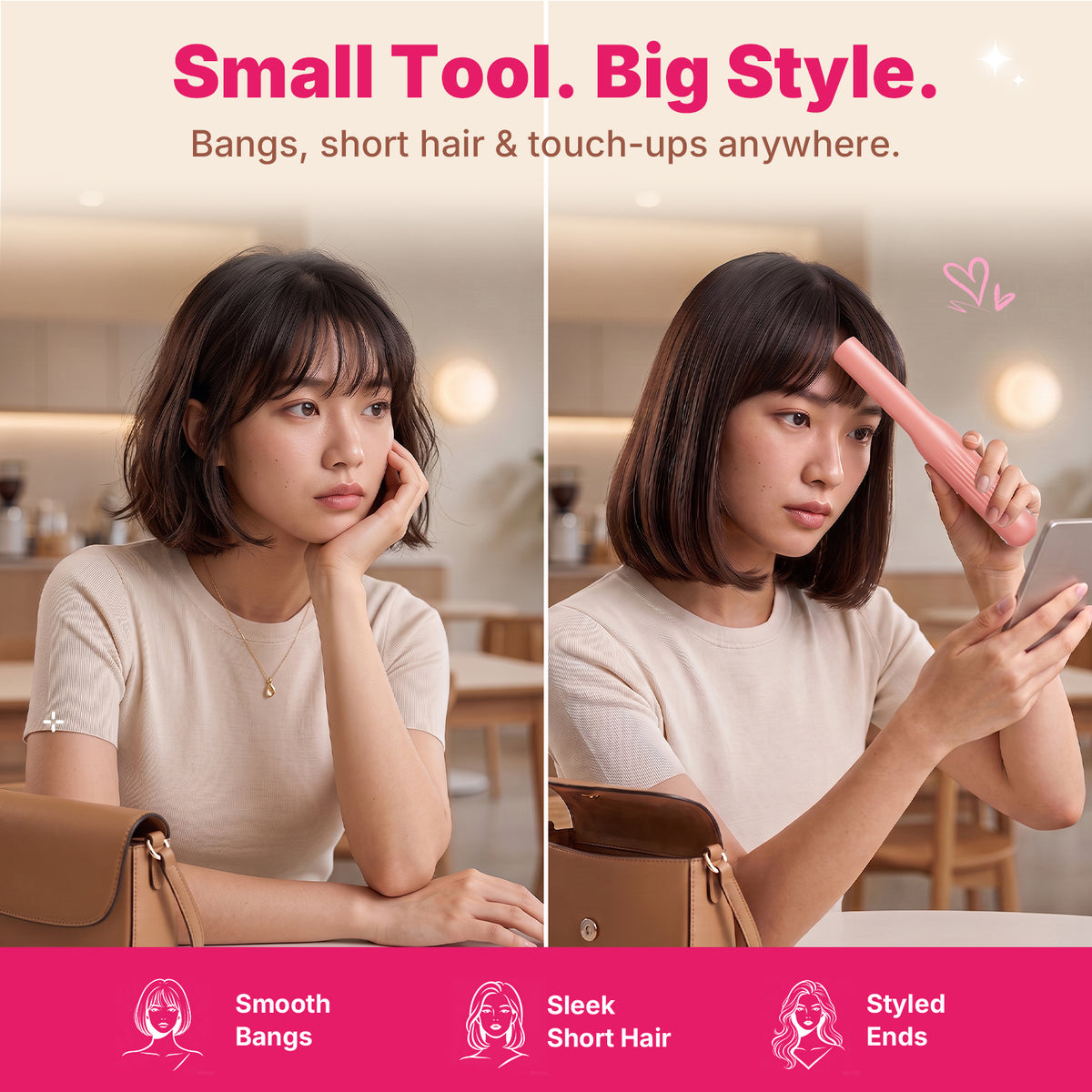 Ukliss MINI Cordless Hair Straightener — Pink