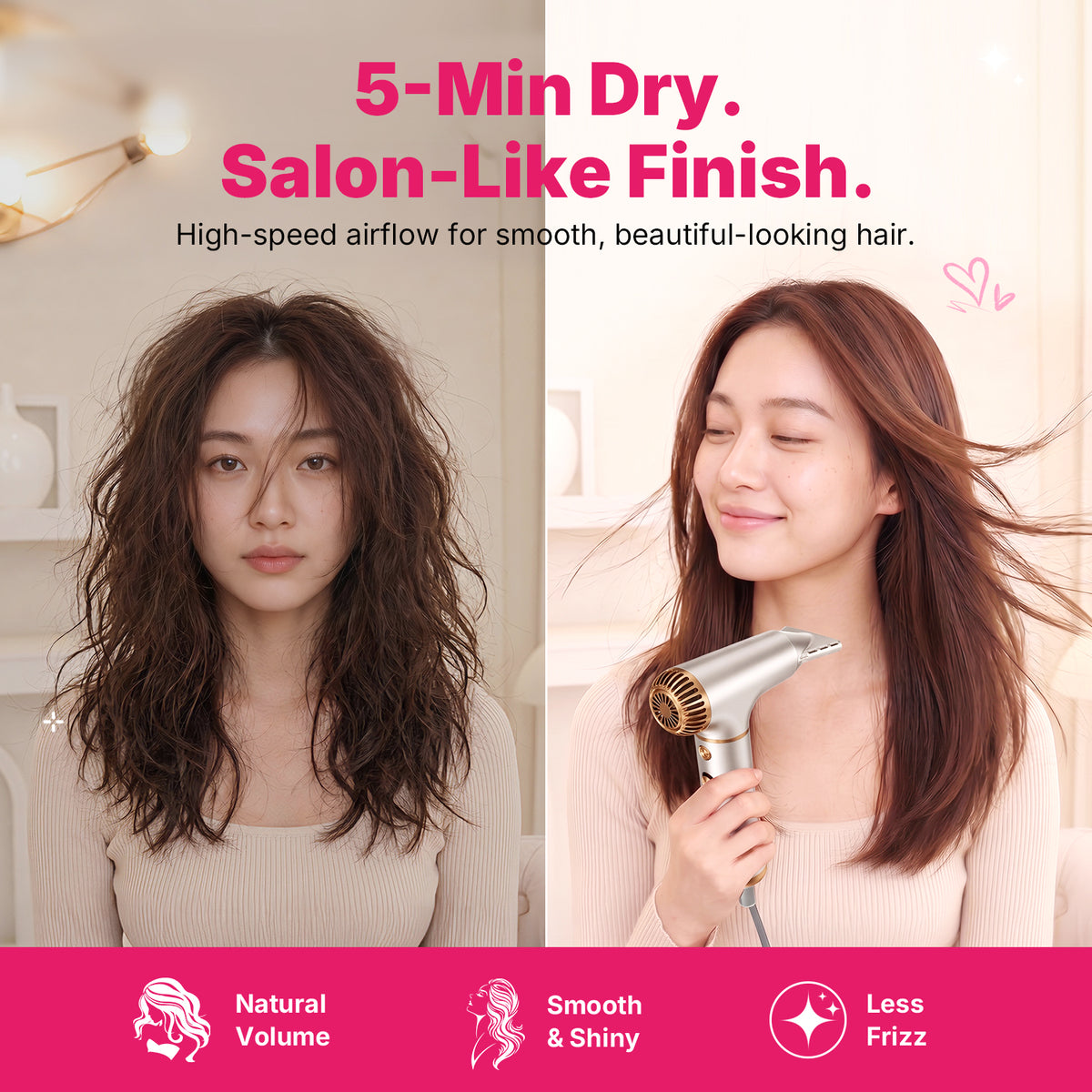 Ukliss Mini Hair Dryer — Champagne Gold