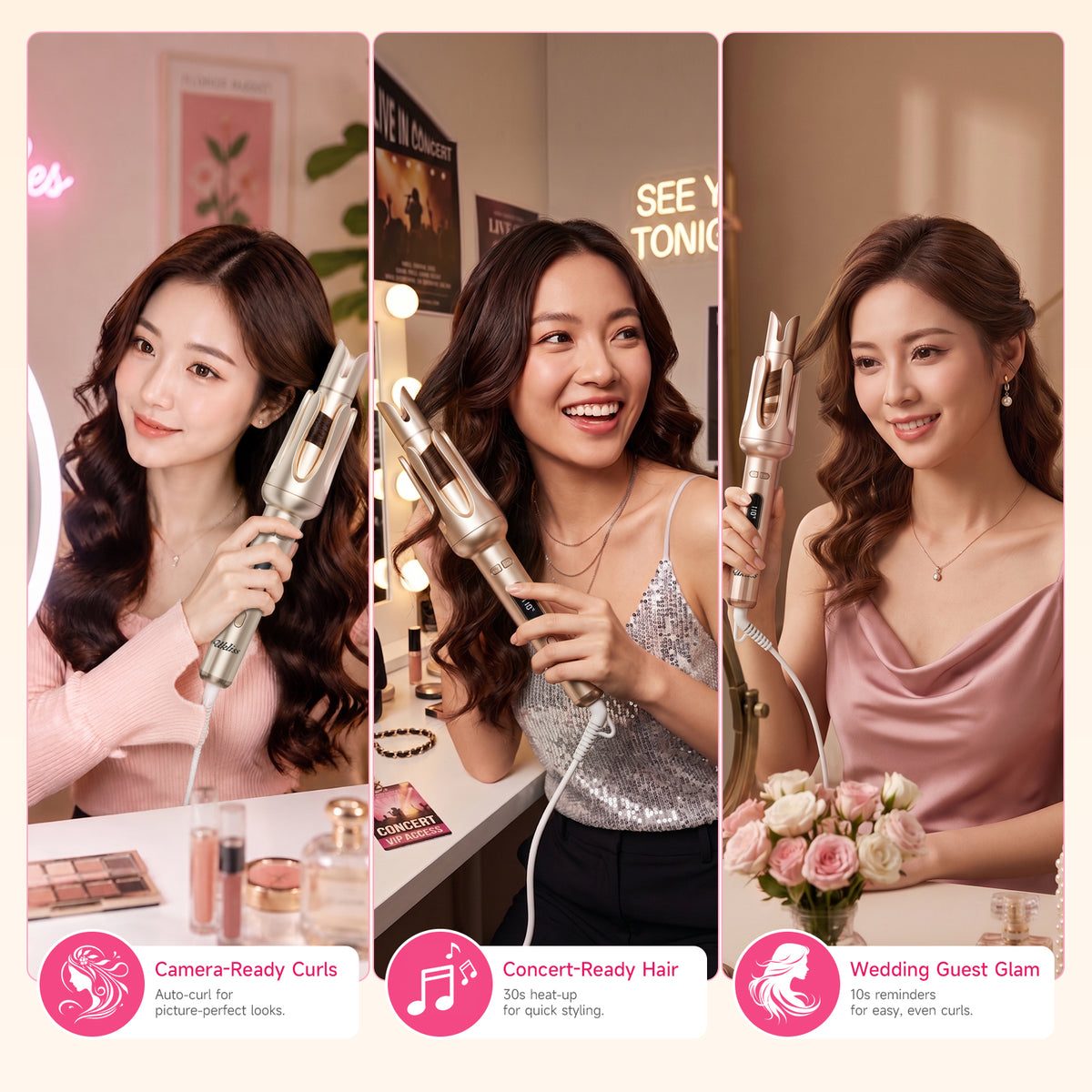 Ukliss Automatic Hair Curler — Champagne Gold