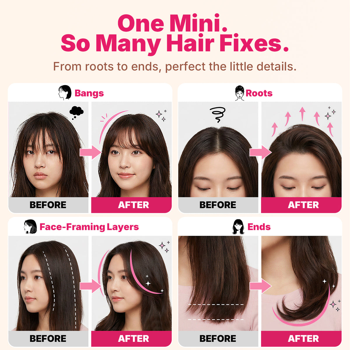 Ukliss MINI Cordless Hair Straightener — Pink