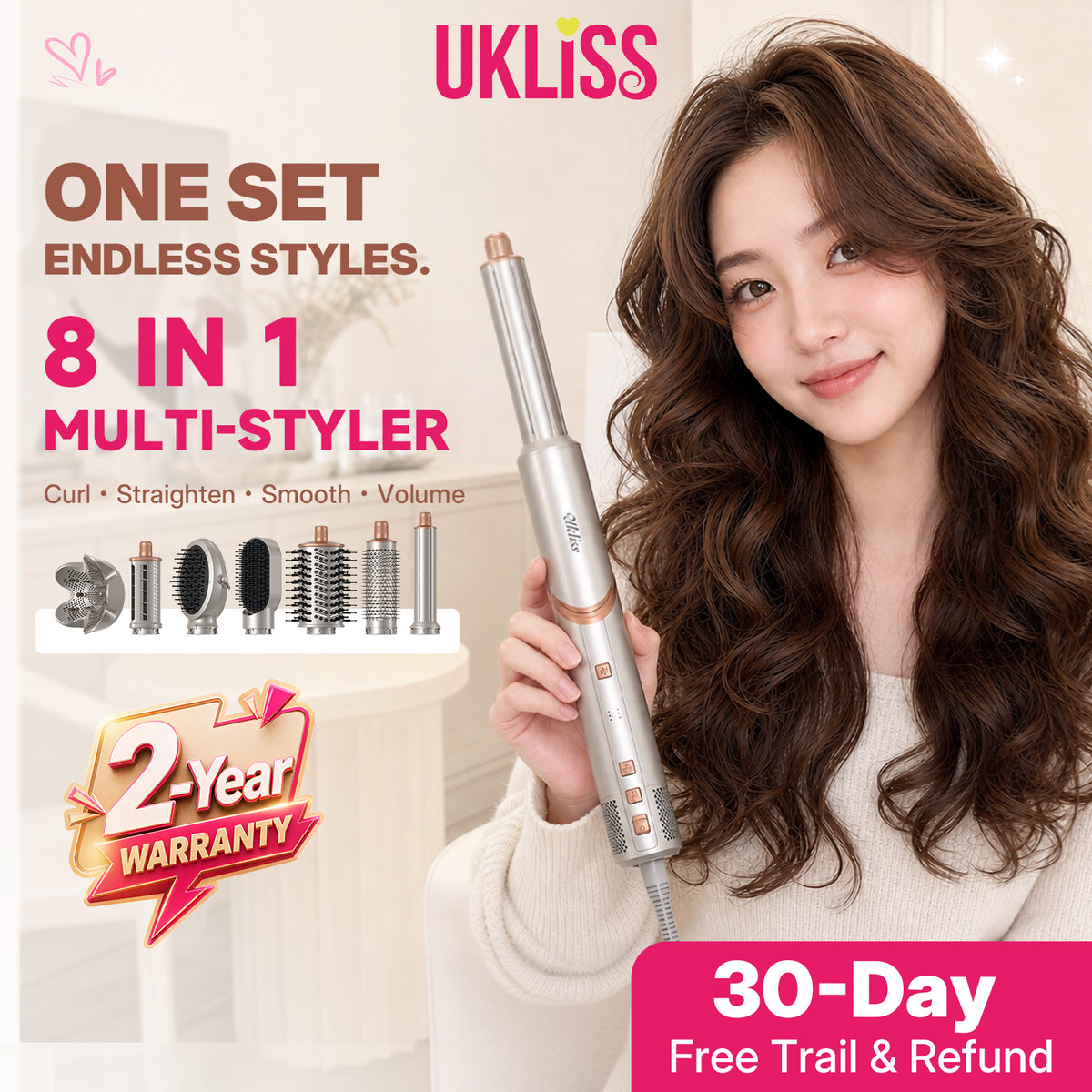 Ukliss 8 in 1 Multi-Styler — Champagne Gold