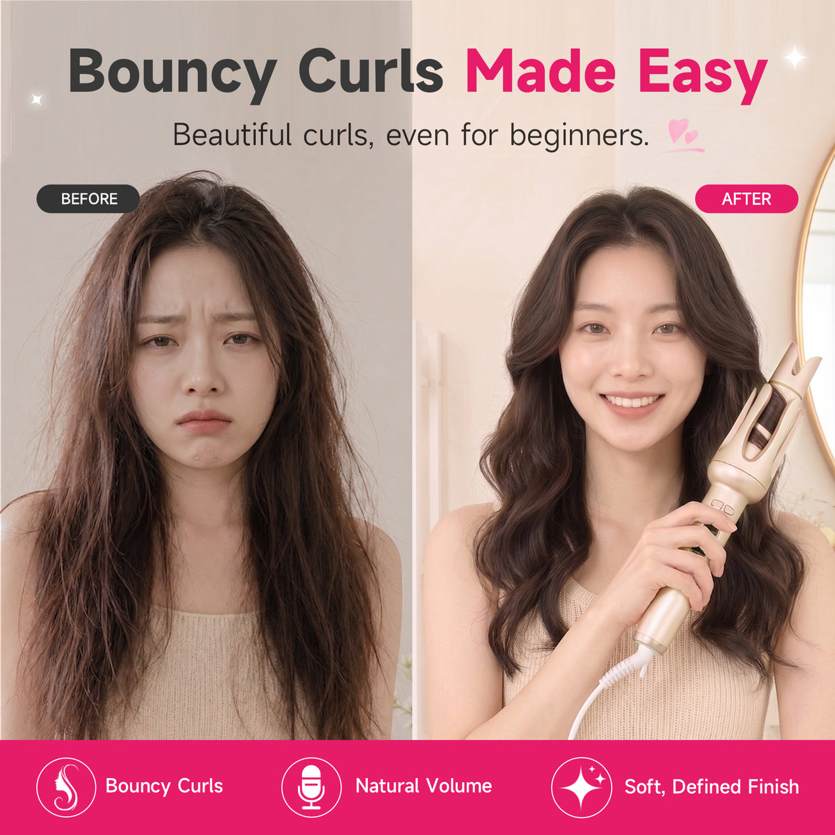 Ukliss Automatic Hair Curler — Champagne Gold