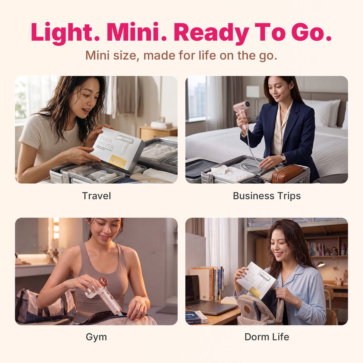 Ukliss Mini Hair Dryer — Pink
