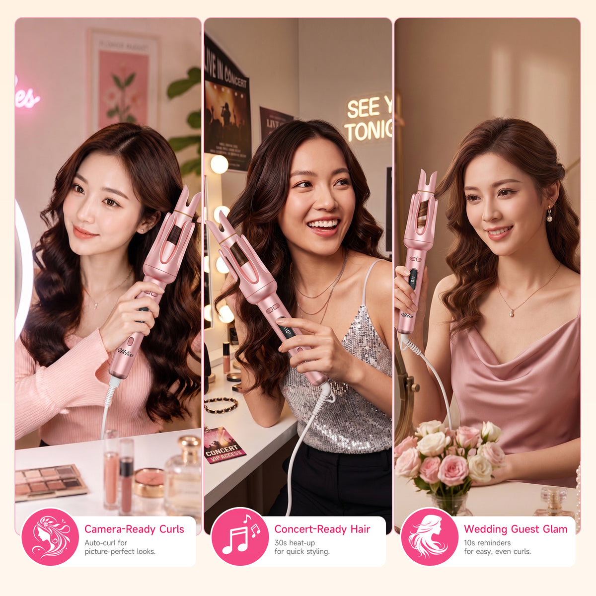 Ukliss Automatic Hair Curler — Pink