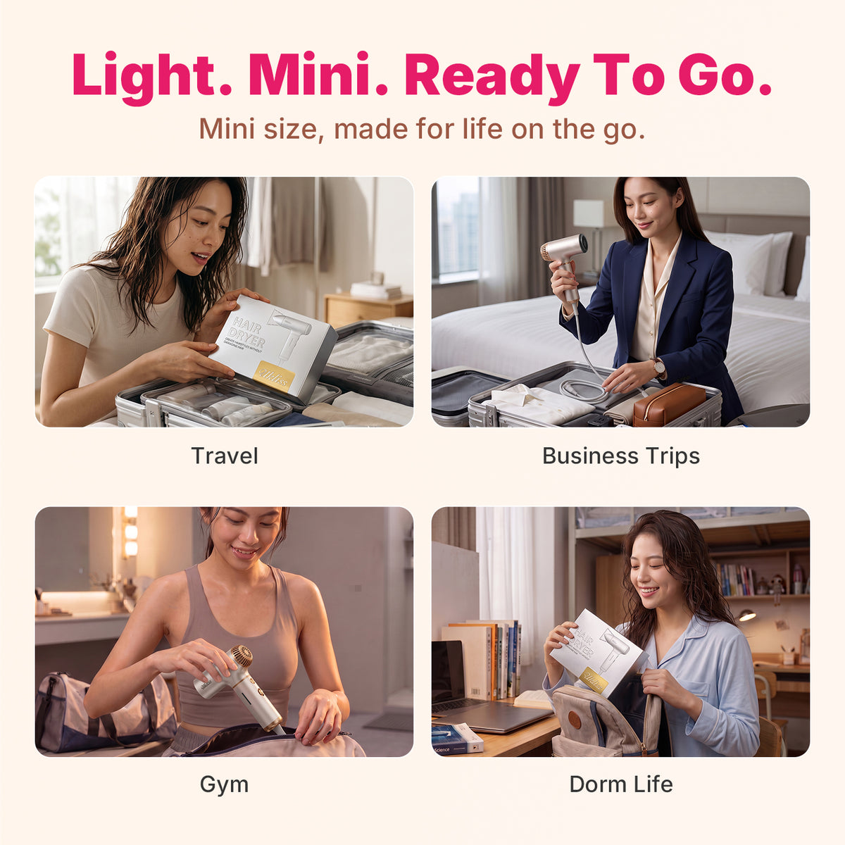 Ukliss Mini Hair Dryer — Champagne Gold