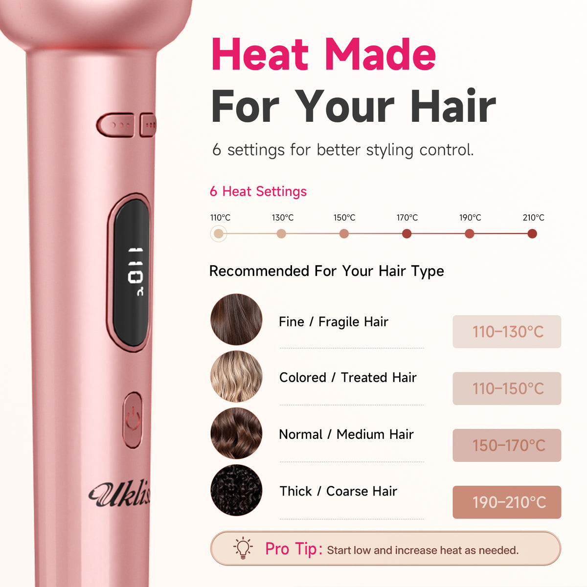 Ukliss Automatic Hair Curler — Pink