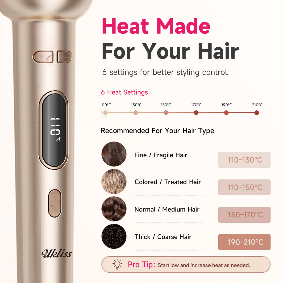 Ukliss Automatic Hair Curler — Champagne Gold
