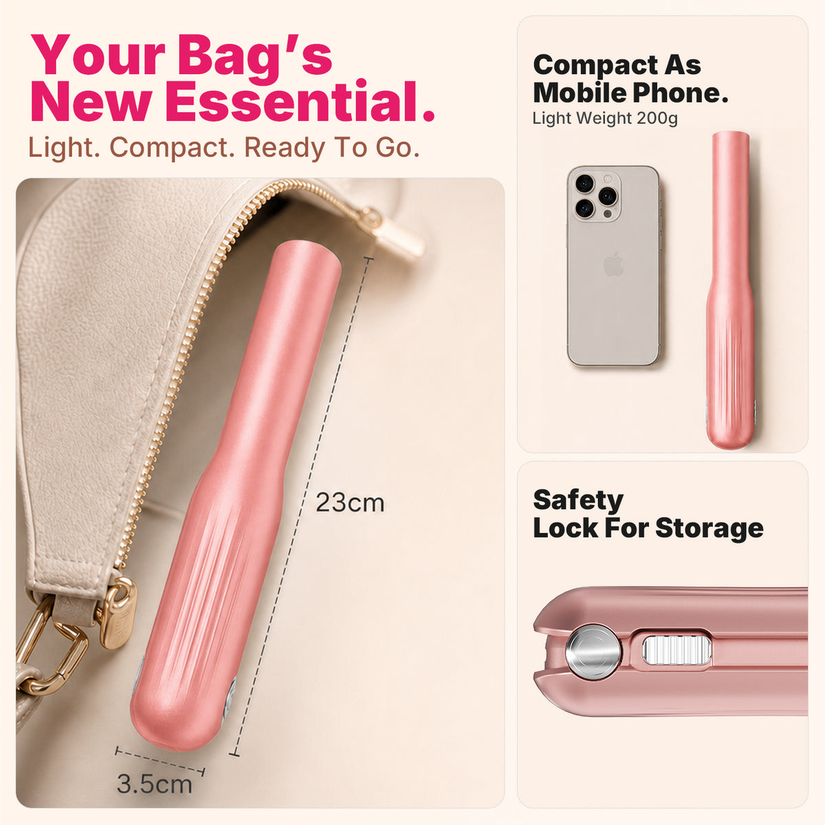 Ukliss MINI Cordless Hair Straightener — Pink
