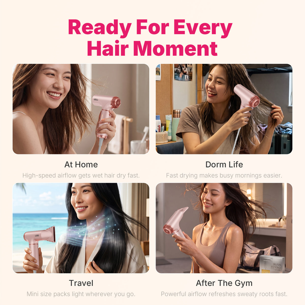 Ukliss Mini Hair Dryer — Pink