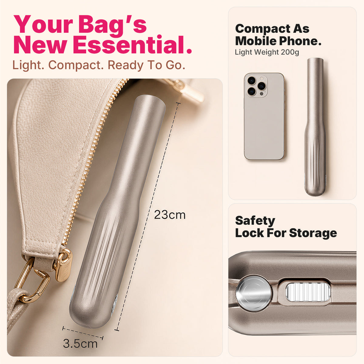 Ukliss MINI Cordless Hair Straightener — Champagne