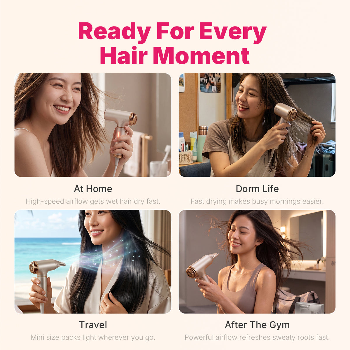 Ukliss Mini Hair Dryer — Champagne Gold