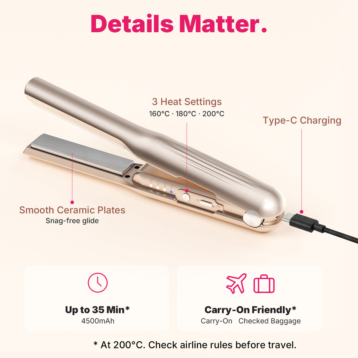 Ukliss MINI Cordless Hair Straightener — Champagne
