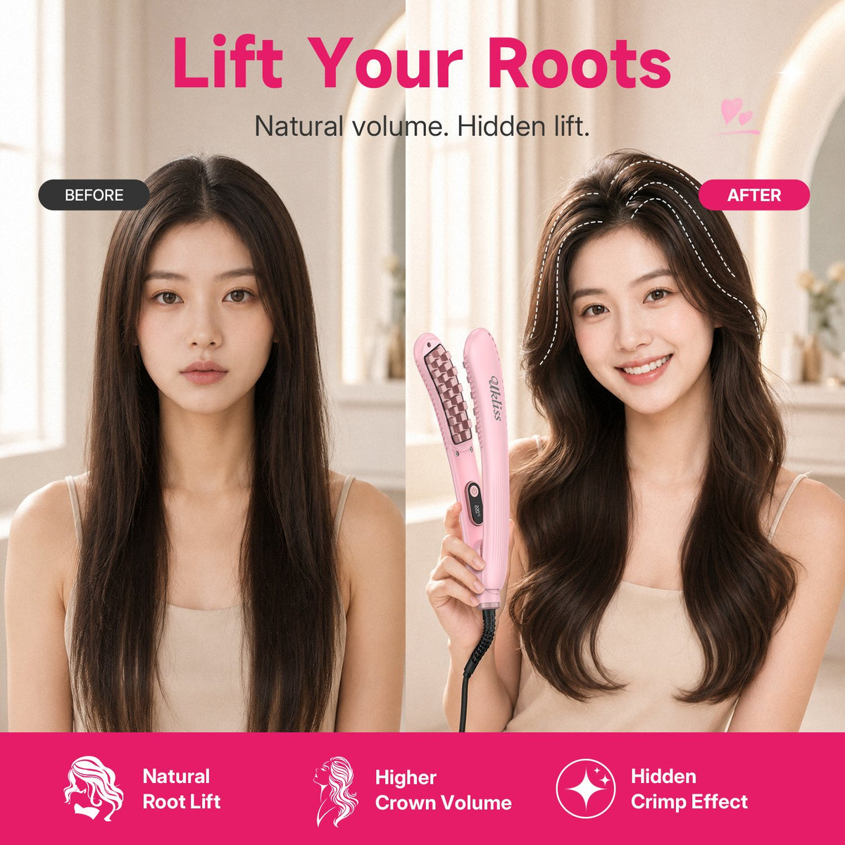 Ukliss Mini Hair Root Crimper — Pink