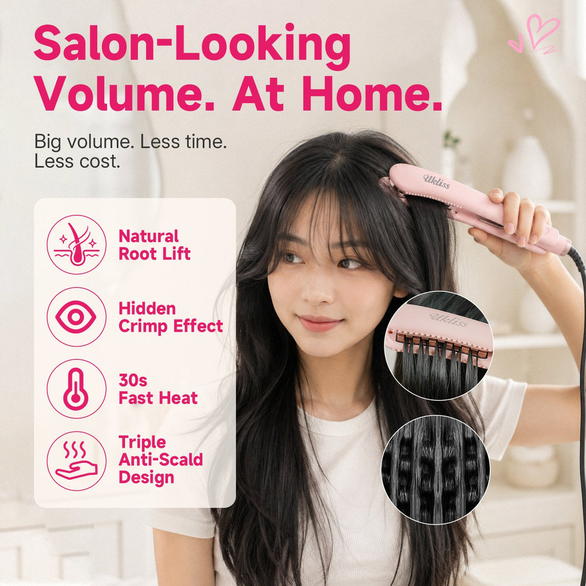 Ukliss Mini Hair Root Crimper — Pink