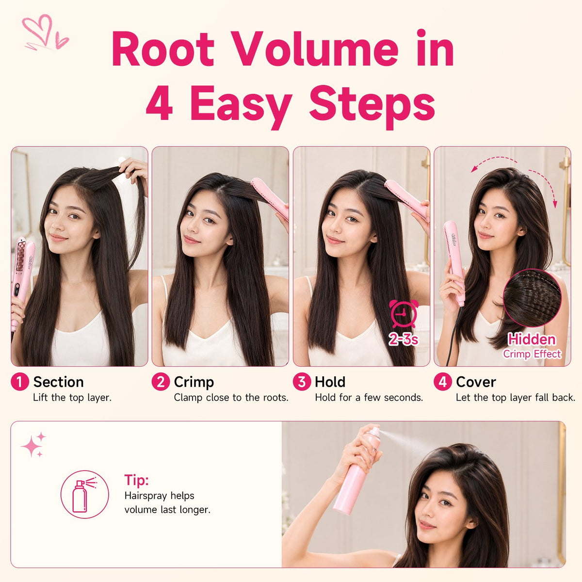 Ukliss Mini Hair Root Crimper — Pink